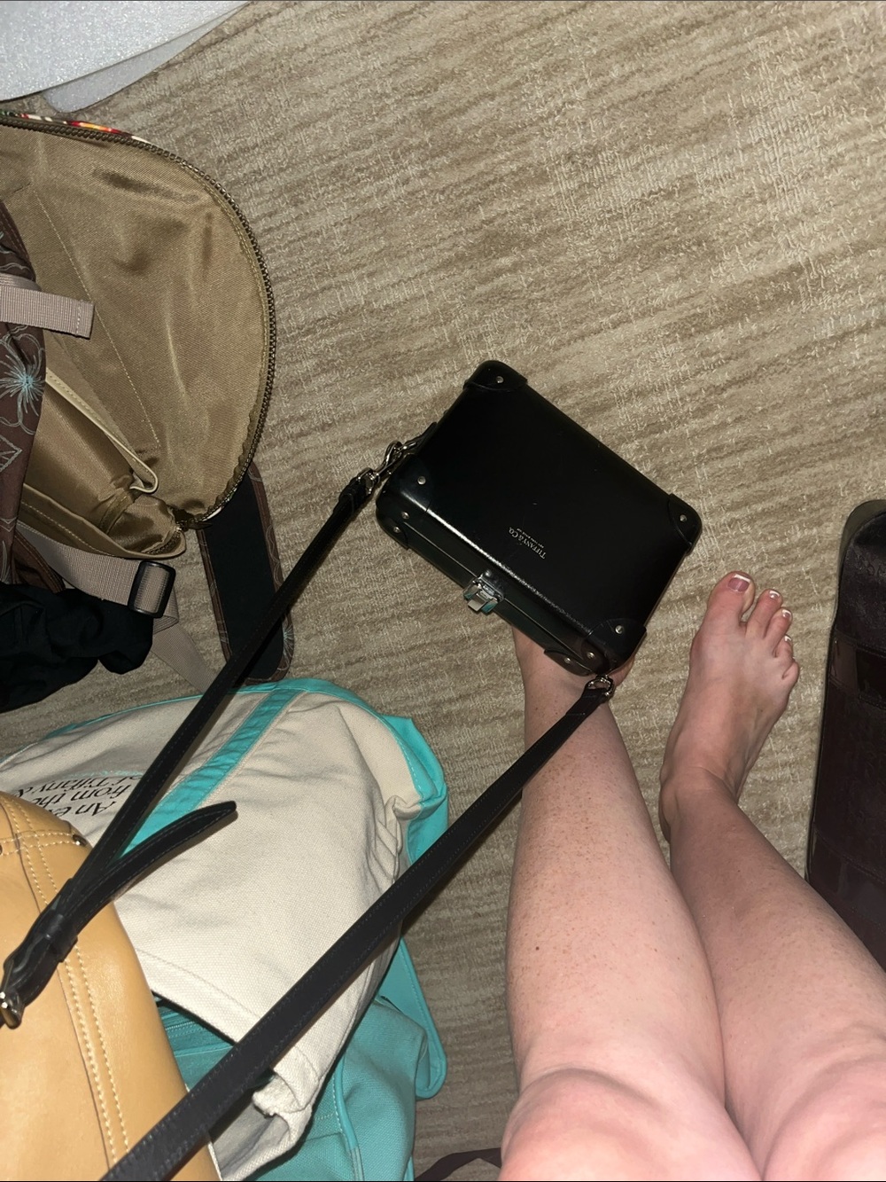 Tiffany & Co. Black Globetrotter Leather Crossbody Bag